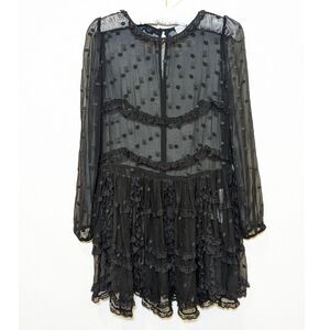 RARE RED Valentino Silk Lace Sheer Black Mini Dress